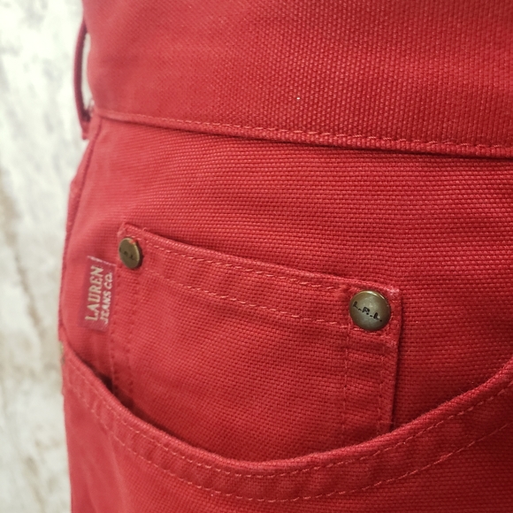 LAUREN JEAN CO RALPH LAUREN SZ 6 BRUSHED SOFT STRAIGHT LEG STRETCH RED JEAN - Picture 3 of 5